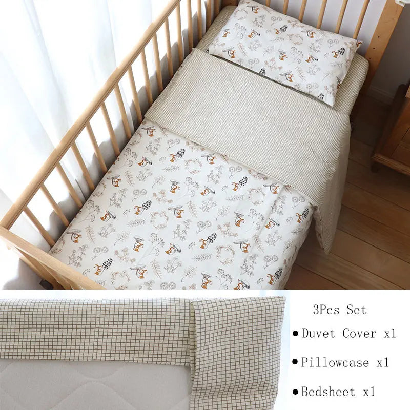 3 Pcs Baby Crib Bedding Set Cotton Bedding Set