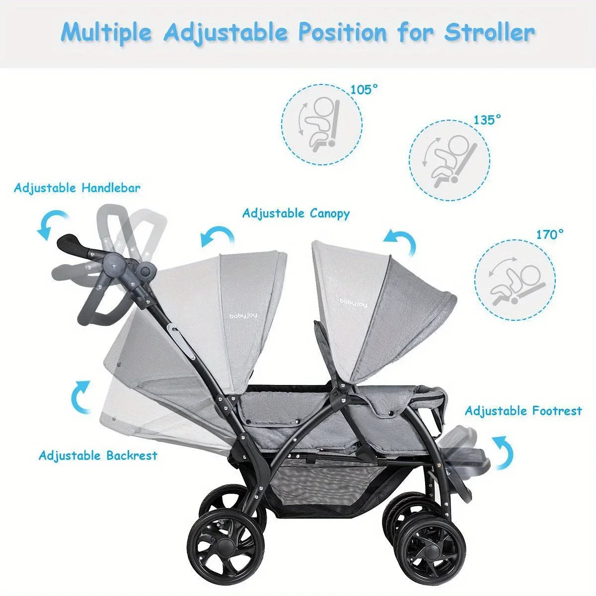 Foldable Double Baby Stroller