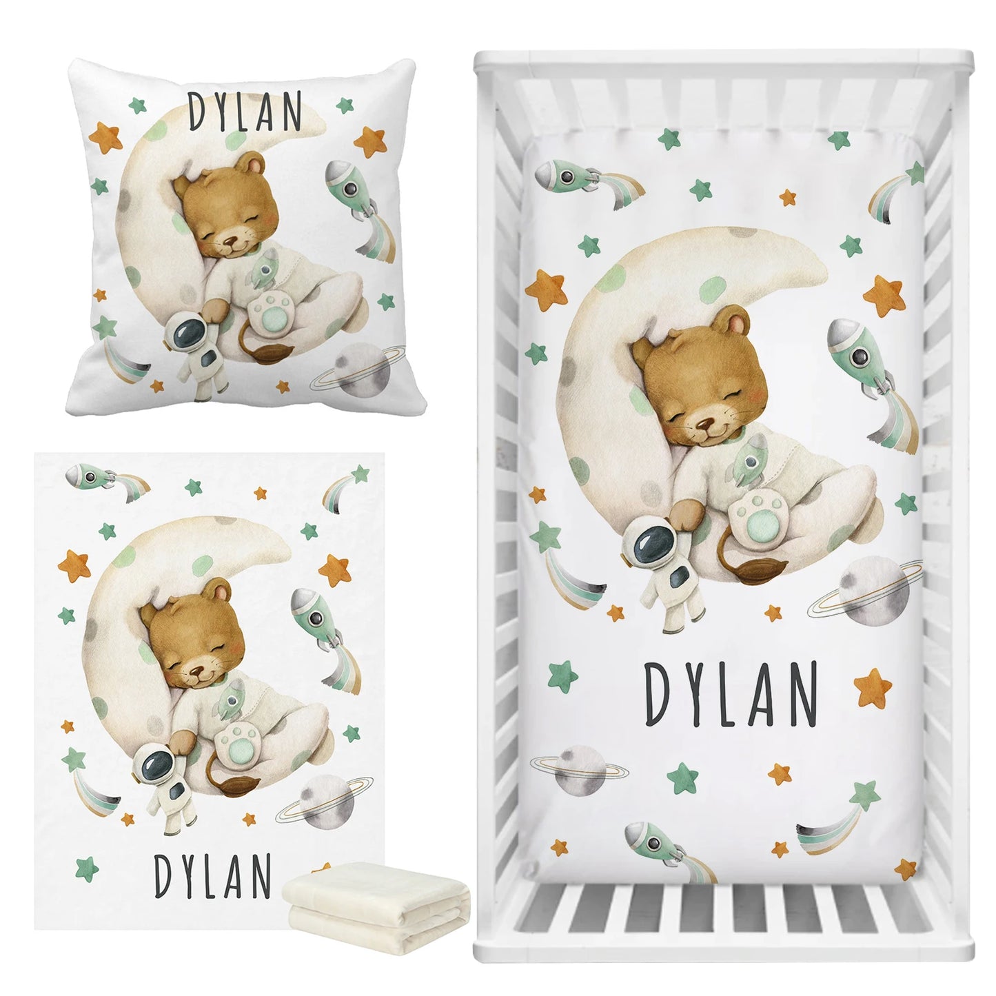 Space Bear Crib Bedding Set