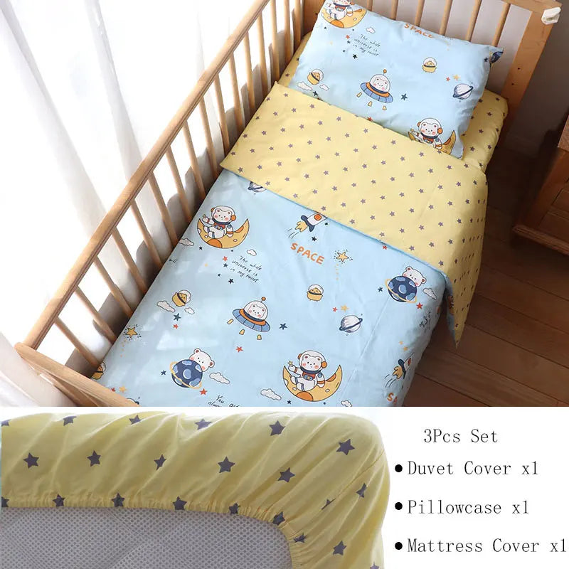 3 Pcs Baby Crib Bedding Set Cotton Bedding Set