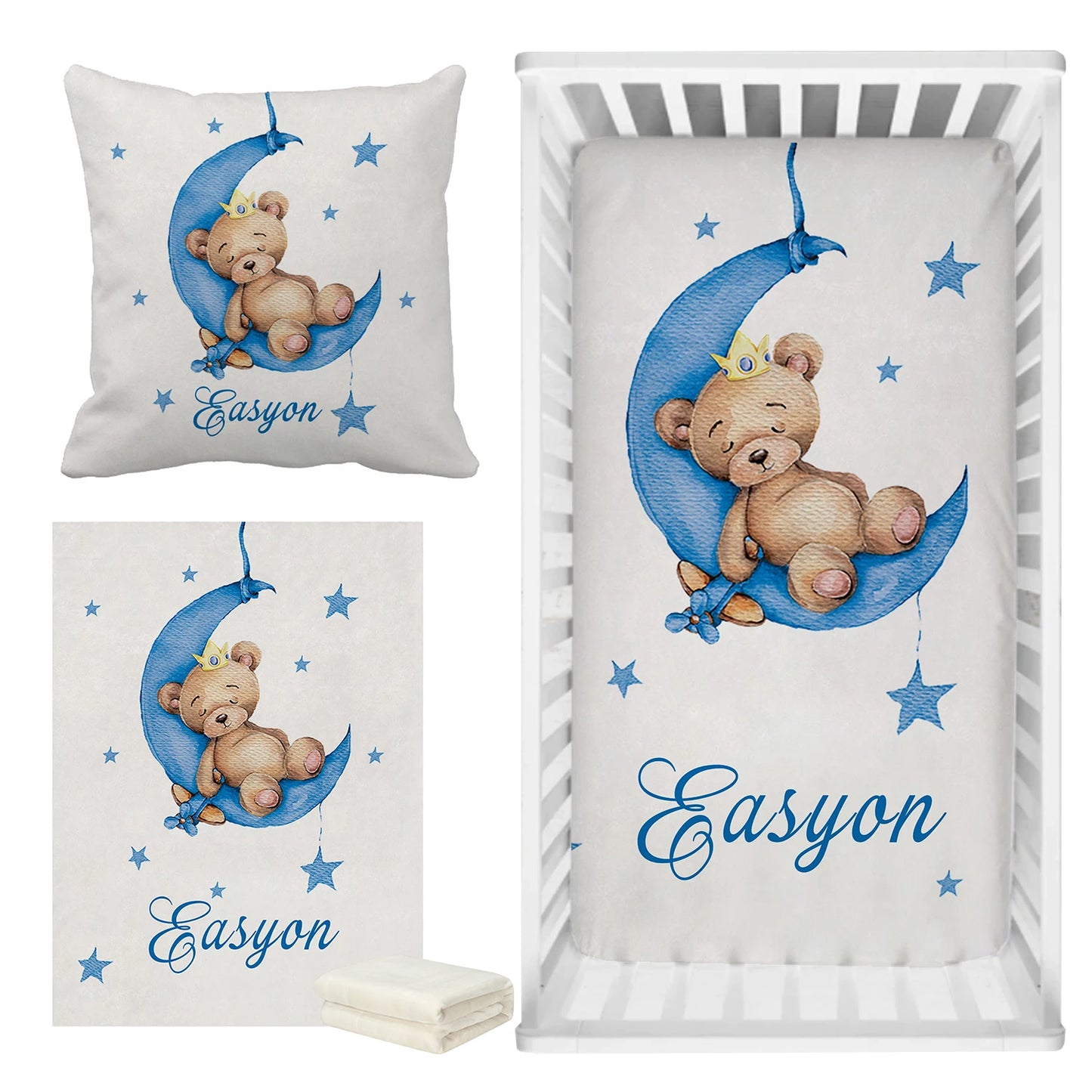 Sleeping Bear Custom Name Crib Bedding Set