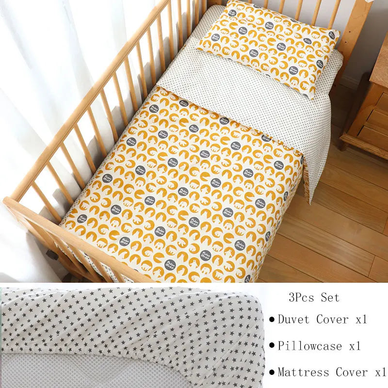 3 Pcs Baby Crib Bedding Set Cotton Bedding Set