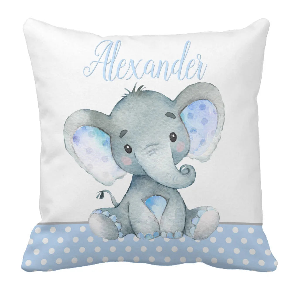 Custom Name Blue Elephant Crib Bedding Set