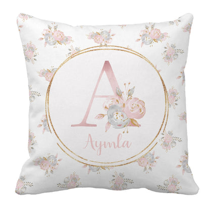 Personalized Name Blush Gold Floral Bedding Set