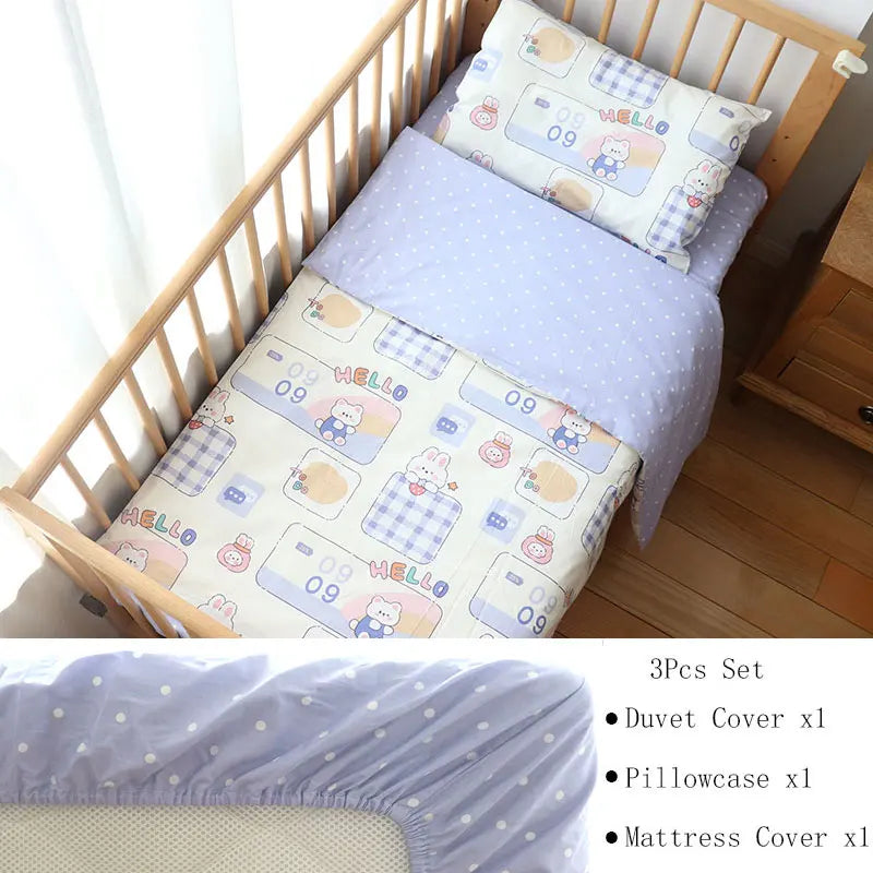 3 Pcs Baby Crib Bedding Set Cotton Bedding Set