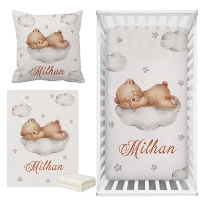 Sleeping Bear Custom Name Crib Bedding Set