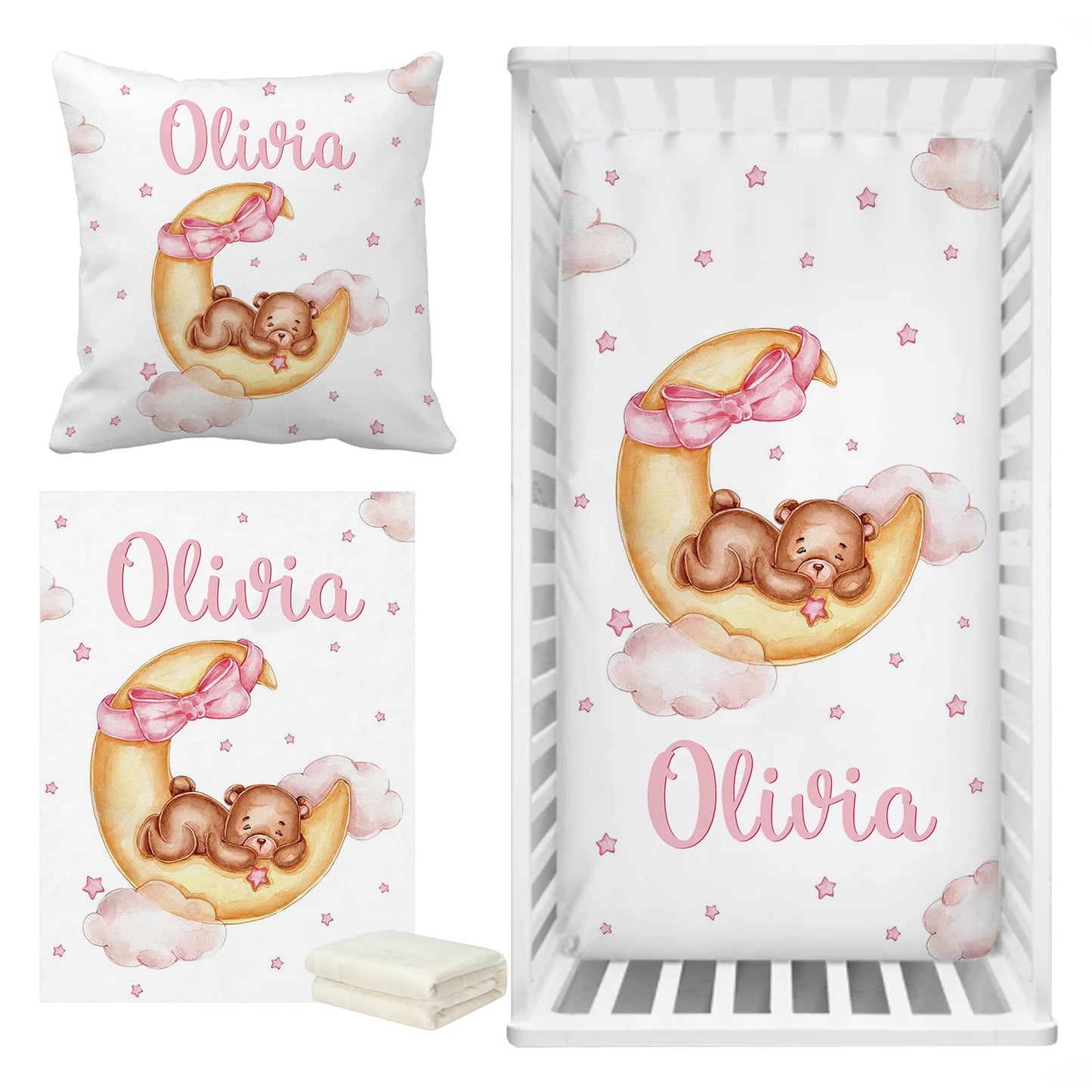 Sleeping Bear Custom Name Bedding Set