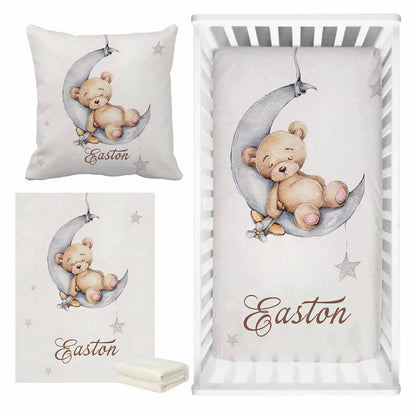 Sleeping Bear Custom Name Crib Bedding Set